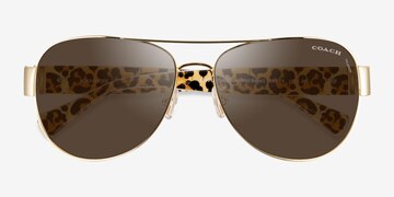Gold Ivory Wild Beast Coach HC7059 L138 -  Métal Lunettes de soleil