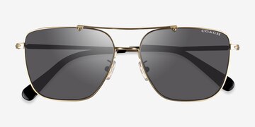 Satin Light Gold Coach HC7137 Ca576 -  Métal Lunettes de soleil