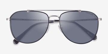 Satin Gunmetal Black Coach HC7164 CR626 -  Metal Sunglasses