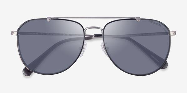 Satin Gunmetal Black Coach HC7164 CR626 -  Métal Lunettes de soleil