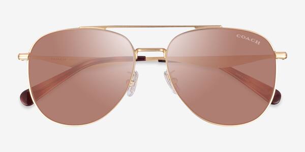 Satin Light Gold Coach HC7190 CDP40 -  Metal Sunglasses