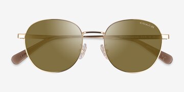Shiny Light Gold Coach HC7191 Cdp36 -  Metal Sunglasses