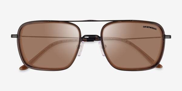 Matte Black Brown Emporio Armani EA2162 -  Metal Sunglasses