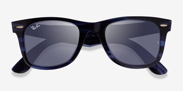 Polished Striped Blue Ray-Ban Wayfarer Change -  Acetate Sunglasses