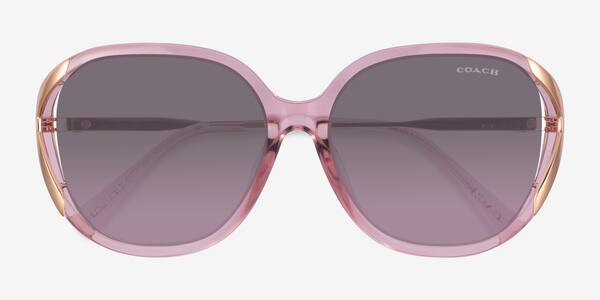 Transparent Pink Coach HC8396U Cr620 -  Plastique Sunglasses