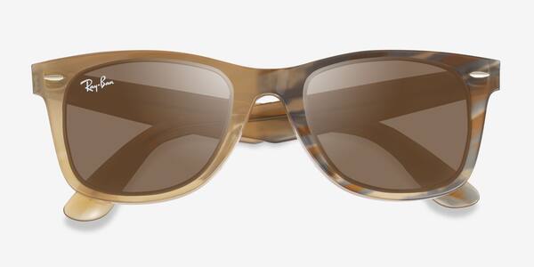 Photo Striped Brown Ray-Ban RB2140F -  Acetate Sunglasses