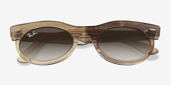 Photo Waves Brown Ray-Ban RB2242F Wayfarer Oval Change -  Acetate Sunglasses