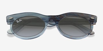 Photo Waves Azure Ray-Ban RB2242F Wayfarer Oval Change -  Acetate Sunglasses