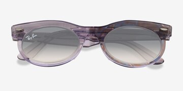 Photo Waves Purple Ray-Ban RB2242F Wayfarer Oval Change -  Acetate Sunglasses