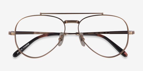 Rose Gold Tortoise Ray-Ban RB8225V Aviator -  Titanium Eyeglasses