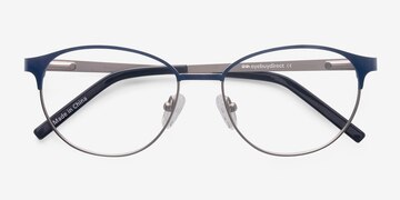 Navy Silver Mamba -  Lightweight Metal Eyeglasses