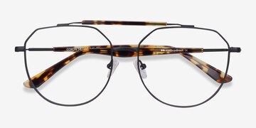 Black Tortoise Coxon -  Vintage Metal Eyeglasses