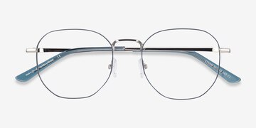 Navy & Silver Ethan -  Lightweight Metal Eyeglasses