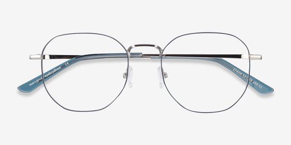 Navy & Silver Ethan -  Metal Eyeglasses