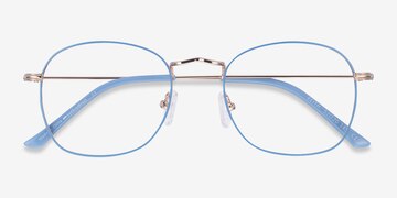 Blue & Gold Keith -  Lightweight Metal Eyeglasses