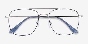 Blue & Silver Perry -  Vintage Metal Eyeglasses