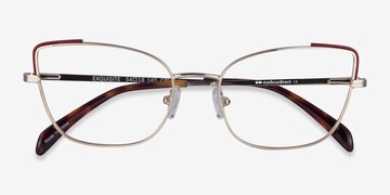 Light Gold Burgundy Exquisite -  Metal Eyeglasses