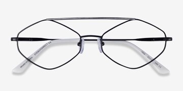Black White Trig -  Metal Eyeglasses