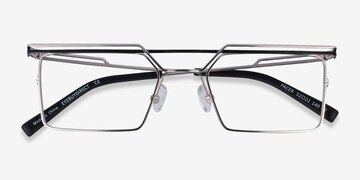 Silver Black Pacer -  Metal Eyeglasses