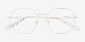 Pearly White Aiko -  Metal Eyeglasses