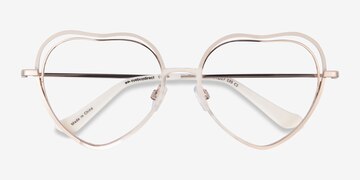 Shiny Gold White Philomena -  Metal Eyeglasses