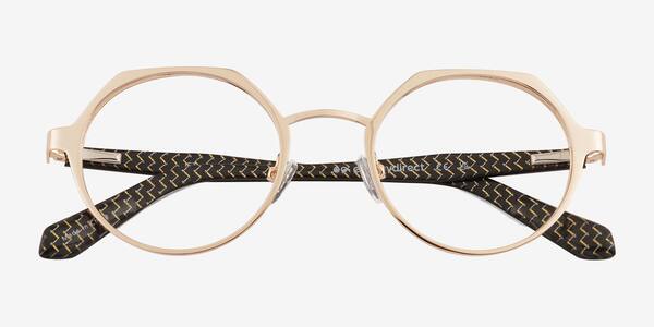 Shiny Gold Black Jet -  Metal Eyeglasses