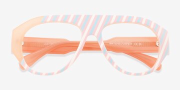 Striped Pink Just Be -  Plastic Eyeglasses