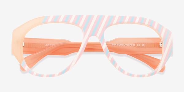 Striped Pink Just Be -  Plastic Eyeglasses