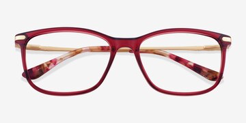 Clear Burgundy Marty -  Metal Eyeglasses
