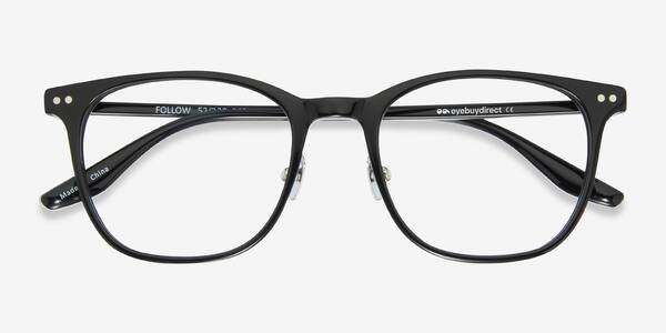 Black Silver Follow -  Acetate Eyeglasses