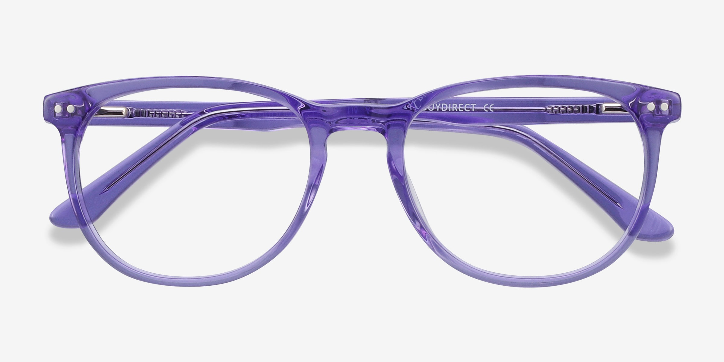 purple rimmed glasses