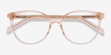 Progressive Eyeglasses Online with Largefit, Round, Full-Rim Plastic/ Metal Design — Amity in Clear/Clear purple/rose Gold by Eyebuydirect - Lenses