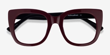 Burgundy & Black Unique -  Mode Acétate Lunettes de vue