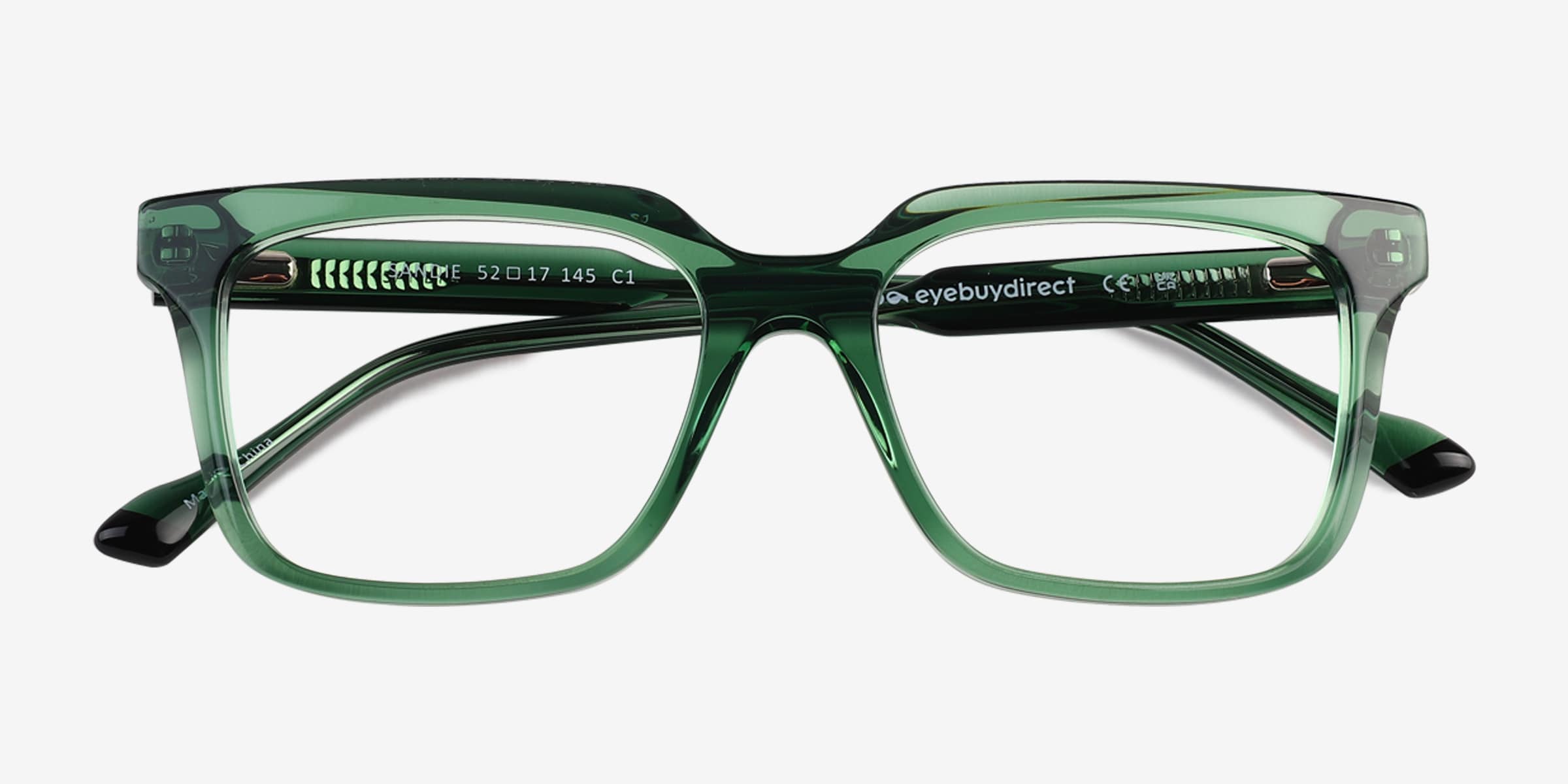 Sandie Square Crystal Green Full Rim Eyeglasses | Eyebuydirect