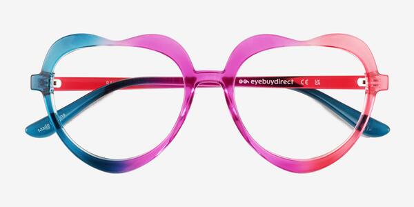 Purple Pink Rainbow Rainbow Heart -  Plastic Eyeglasses