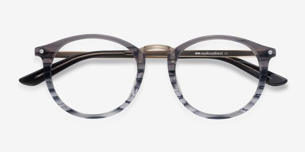 Gray Striped La Femme -  Acetate-metal Eyeglasses