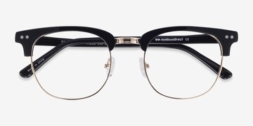 Black Borderline -  Vintage Acetate, Metal Eyeglasses