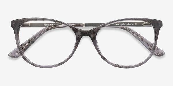 Gray Floral Cat&#039;s Meow -  Acetate-metal Lunettes de vue