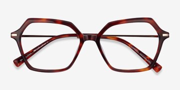 Tortoise Carmel -  Lightweight Acetate, Metal Eyeglasses
