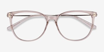 Clear Brown Nebulous -  Lightweight Acetate, Metal Eyeglasses