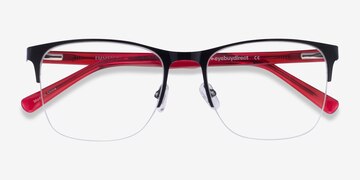 Shiny Black & Red Emmerson -  Acetate Eyeglasses