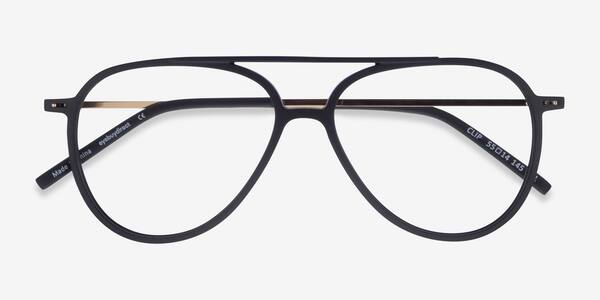 Matte Black & Gold Clip -  Plastic-metal Eyeglasses