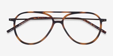 Matte Tortoise & Gold Clip -  Geek Plastic Eyeglasses