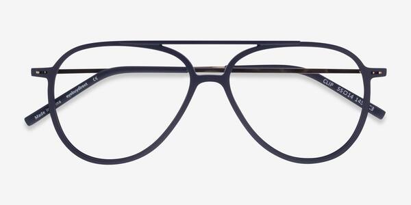 Matte Navy & Gold Clip -  Plastic-metal Eyeglasses