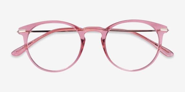 Clear Pink & Rose Gold Particle -  Plastic-metal Eyeglasses