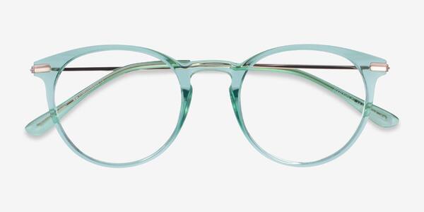 Clear Green & Rose Gold Particle -  Plastic-metal Eyeglasses