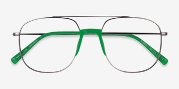 Gunmetal & Green Subject -  Acetate Eyeglasses