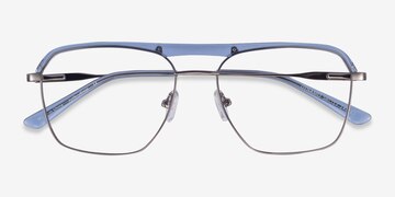 Clear Blue & Gunmetal Dynamo -  Acetate, Metal Lunettes de vue
