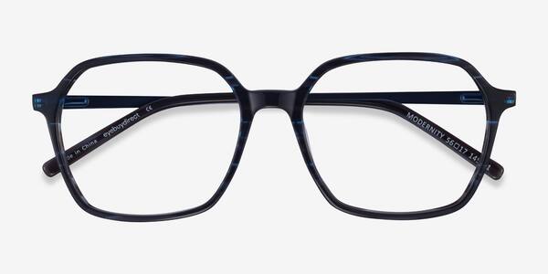 Striped Blue Modernity -  Acetate Eyeglasses