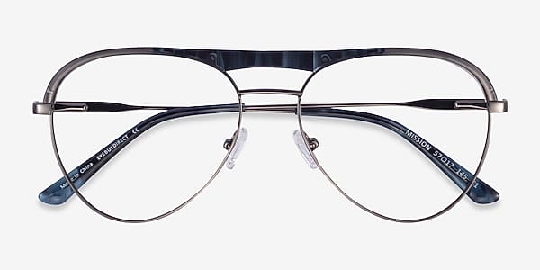 Blue Striped & Gunmetal Mission - Acetate-metal Lunettes de vue Blue Striped & Gunmetal Mission - Acetate-metal Lunettes de vue